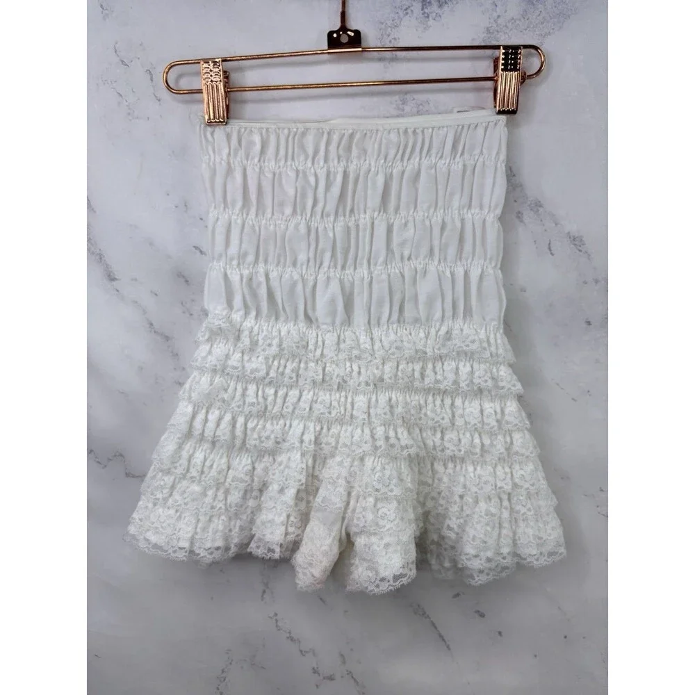 Vintage 60s Ruffled Bloomers kawaii White Pettipants M Coquette Poofy Ruffle - Picture 2 of 16